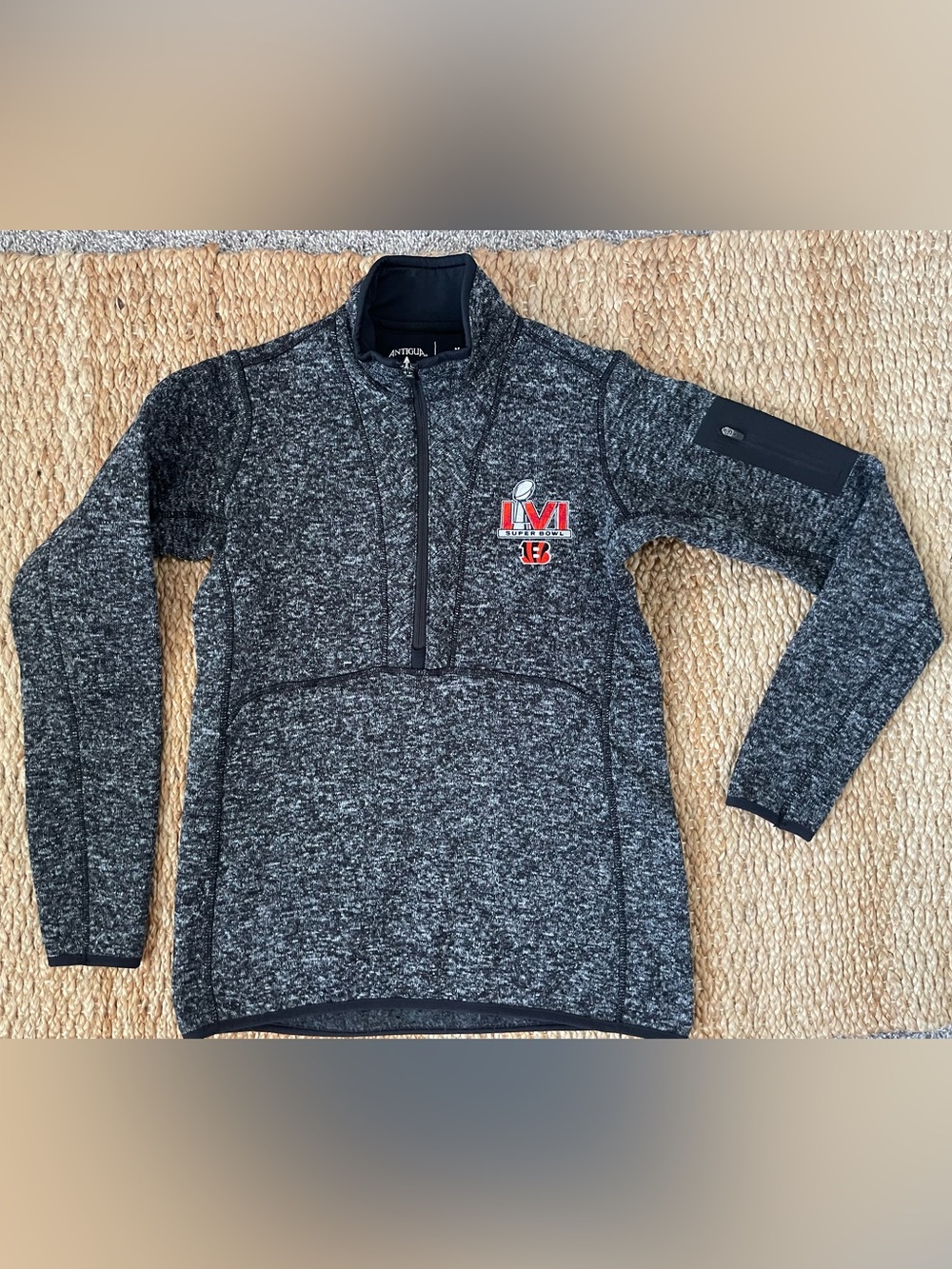Antigua Cincinnati Bengals Quarter Zip Pullover Gray Size M
